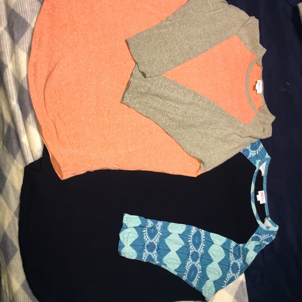 2 Lula Roe 3/4 length sleeve Randy Shirt NWOT.